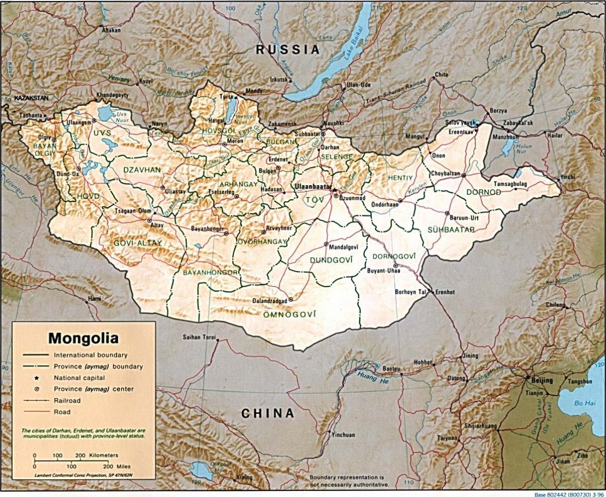 منگولیا جغرافیائی نقشہ