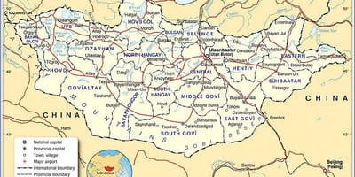 منگولیا سیاحوں کی نقشہ
